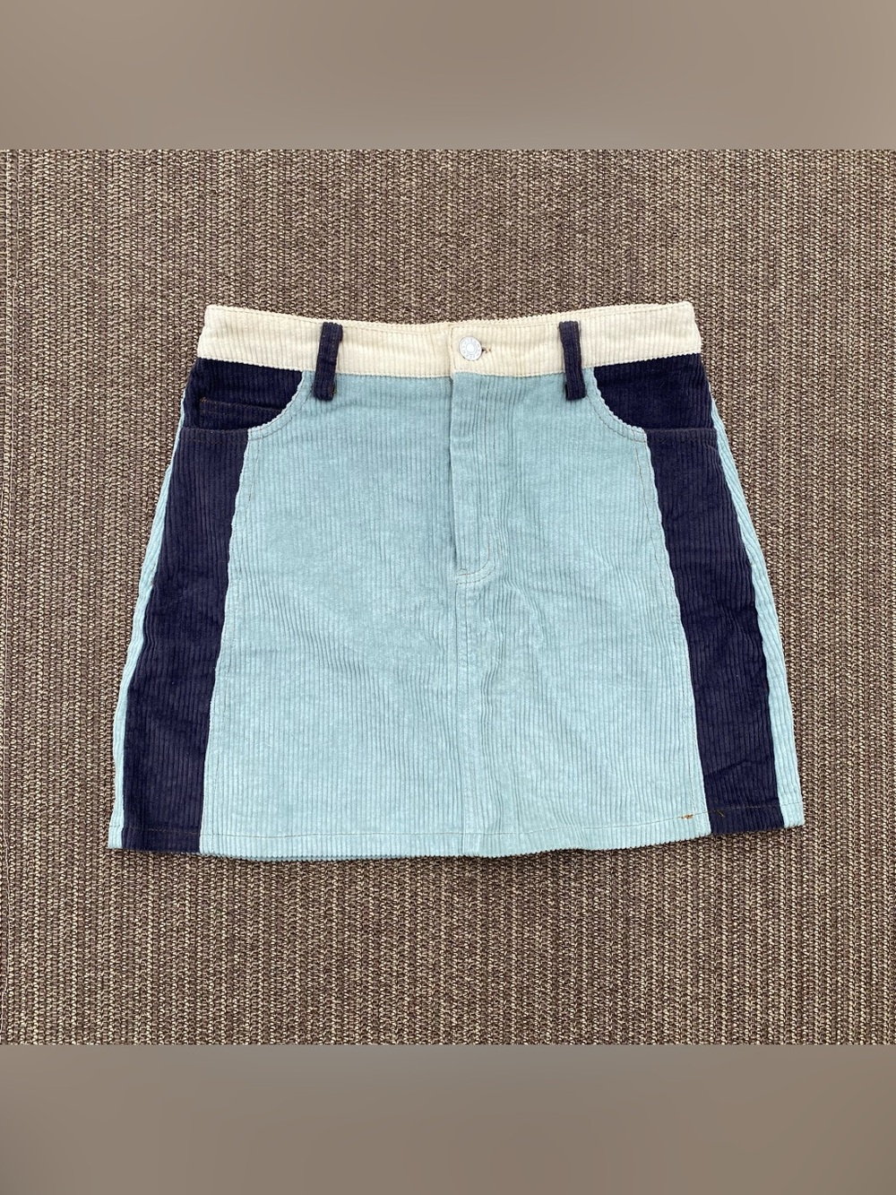 She + Sky Pastel Multi-Color Colorblock Corduroy Mini Skirt Sz Small Schoolwear